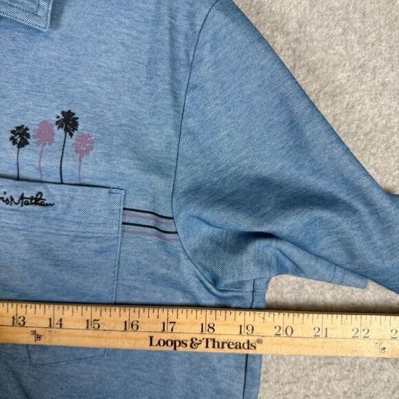 Travis Mathew Mens Size Medium Embroidered Polo Golf Shirt Blue Short Sleeve - Picture 2 of 8